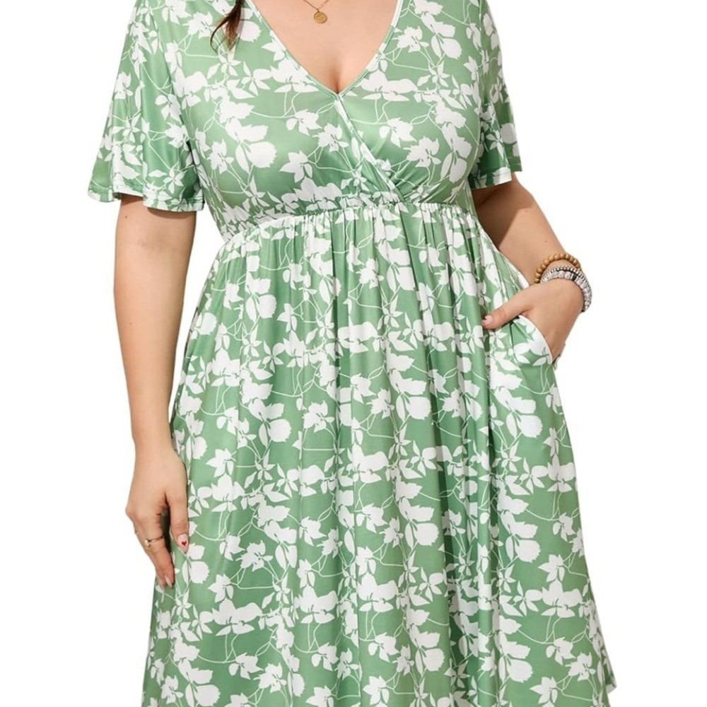 Women’s Plus Size Wrap Summer Wedding Guest Dress